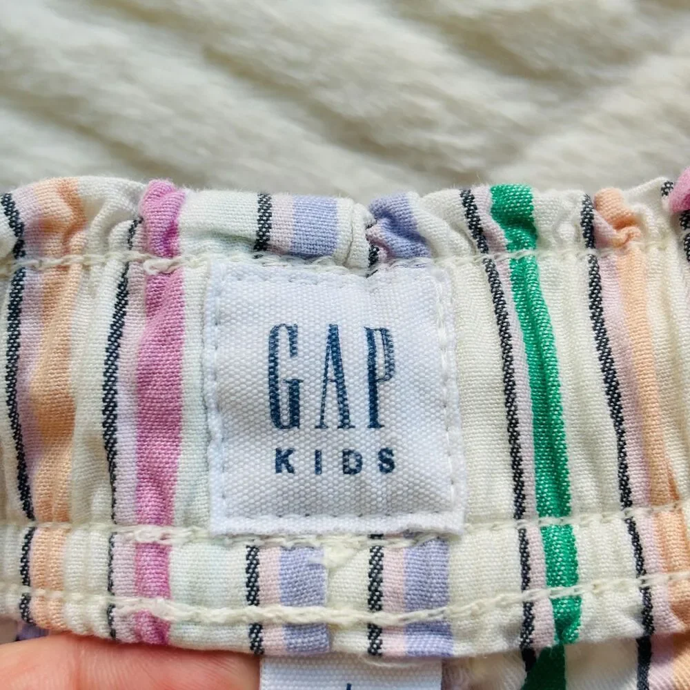 Gap Kids Girls Size L 10 Pastel Striped Pull-On Shorts Tassel Cotton Summer